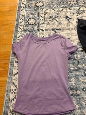 SHEIN Soft Lavender Crew Neck Short Sleeve Tee